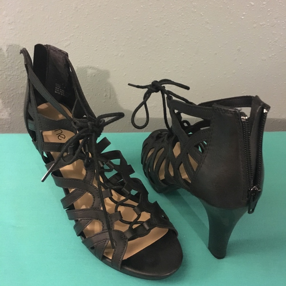 Caged Black Heels